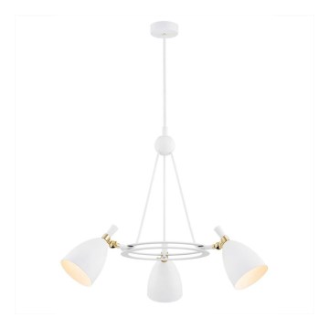 Argon 6148 - Kronleuchter an einer Stange CHARLOTTE 3xE27/15W/230V weiß/gold
