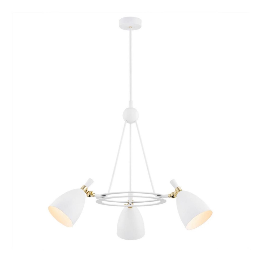 Argon 6148 - Kronleuchter an einer Stange CHARLOTTE 3xE27/15W/230V weiß/gold