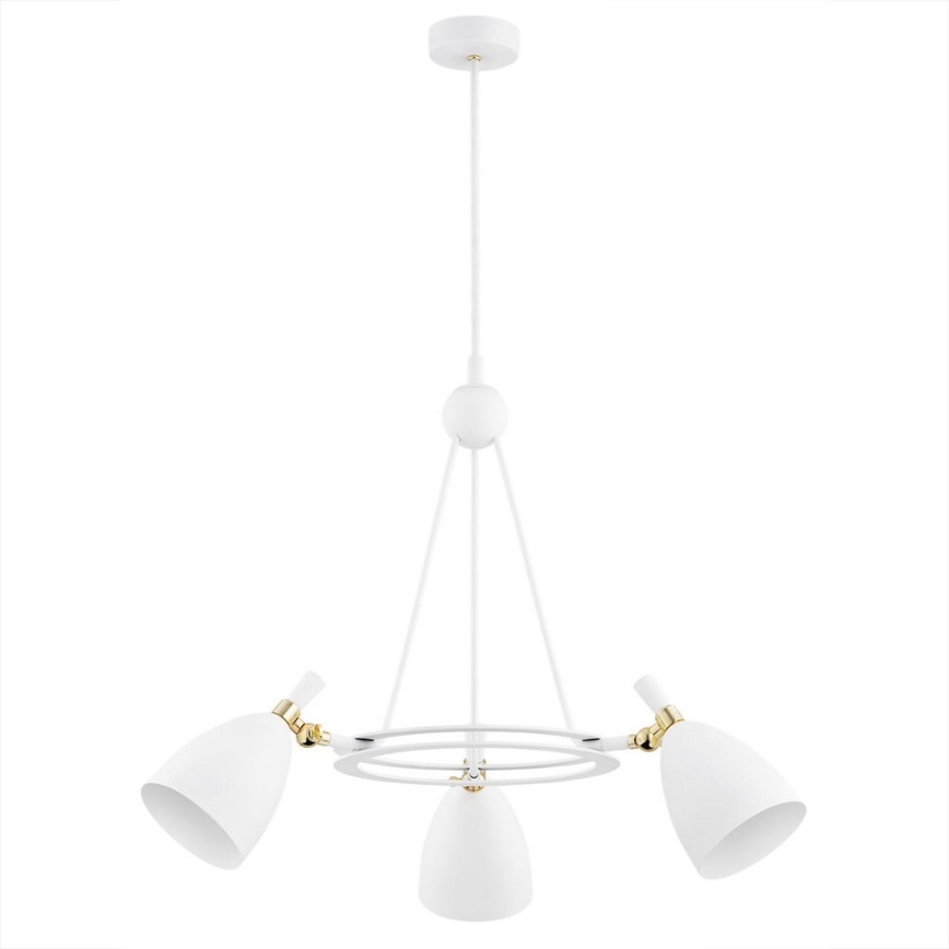 Argon 6148 - Kronleuchter an einer Stange CHARLOTTE 3xE27/15W/230V weiß/gold