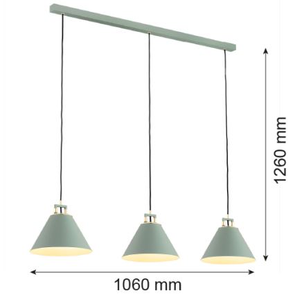 Argon 6177 - Hängeleuchte ORTE 3xE27/15W/230V grün