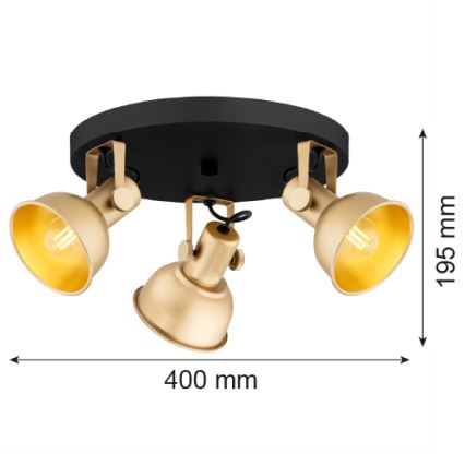 Argon 6243 - Strahler LENORA 3xE14/7W/230V golden/schwarz