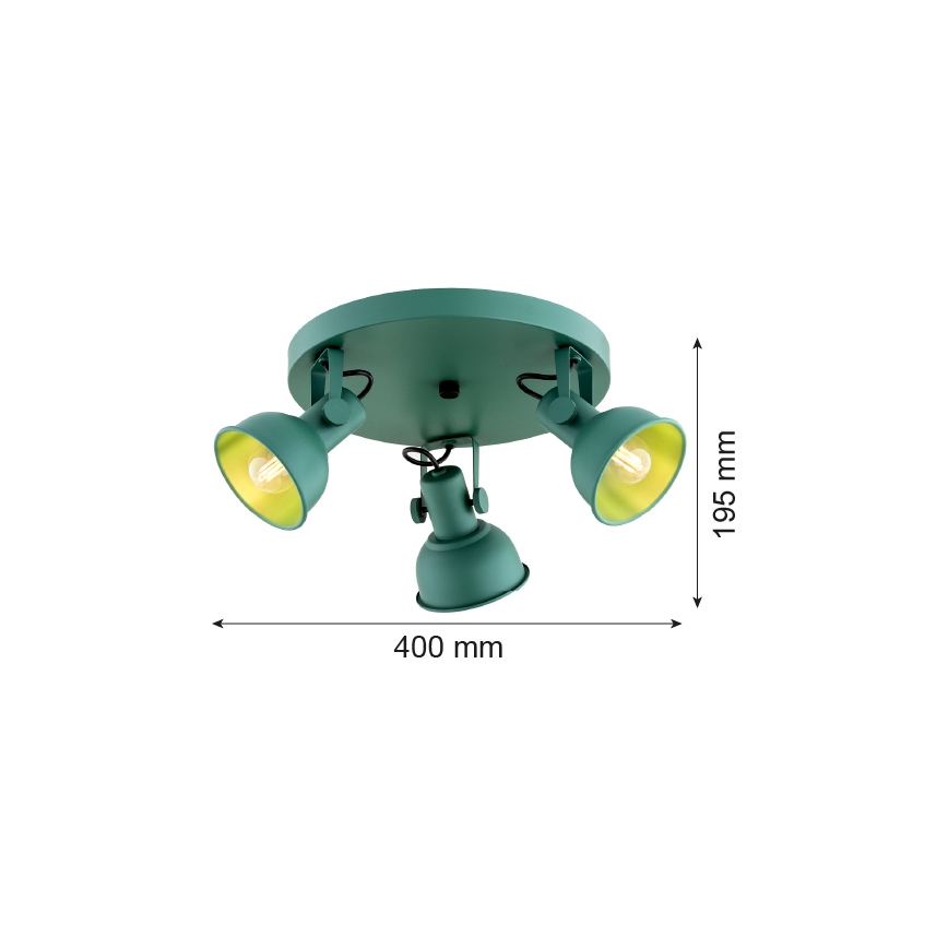 Argon 6265 - Strahler LENORA 3xE14/7W/230V grün
