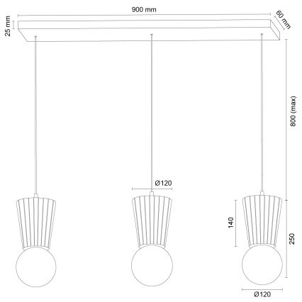 Argon 6358 - Badezimmer-Pendelleuchte an Kabel VOLANTE 3xG9/6W/230V IP44 braun