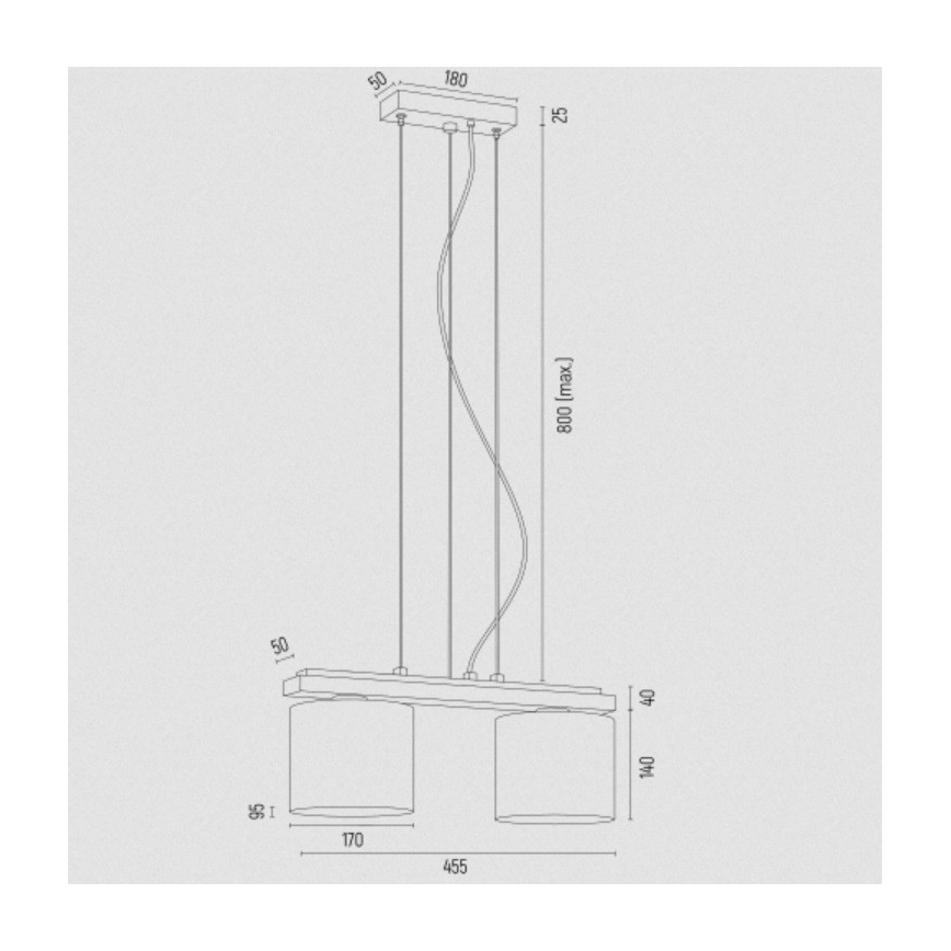 Argon 7164 - Hängeleuchte an Schnur CANOA 2xE27/15W/230V schwarz