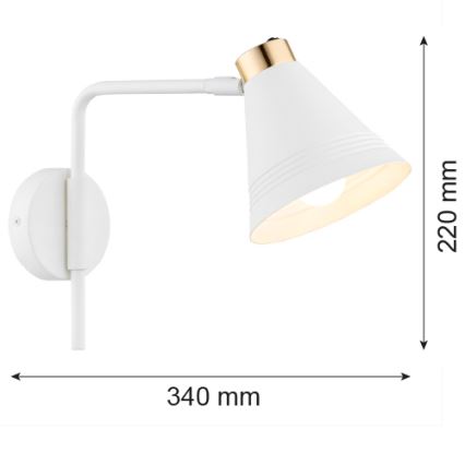 Argon 8006 - Wandlampe AVALONE 1xE27/15W/230V 34 cm weiß/gold