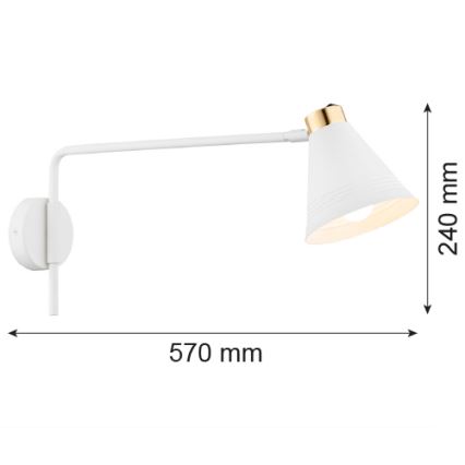 Argon 8007 - Wandlampe AVALONE 1xE27/15W/230V 57 cm weiß/gold