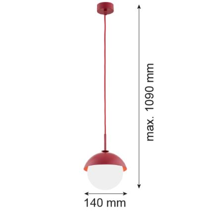 Argon 8296 - Hängeleuchte an Schnur CAPPELLO 1xE27/15W/230V rot