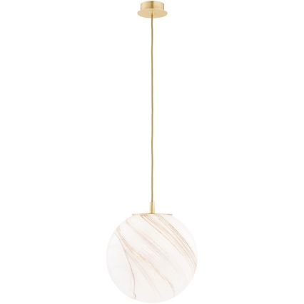 Argon 8448 - Hängeleuchte an Schnur ALMIROS 1xE27/15W/230V d 30 cm Alabaster golden