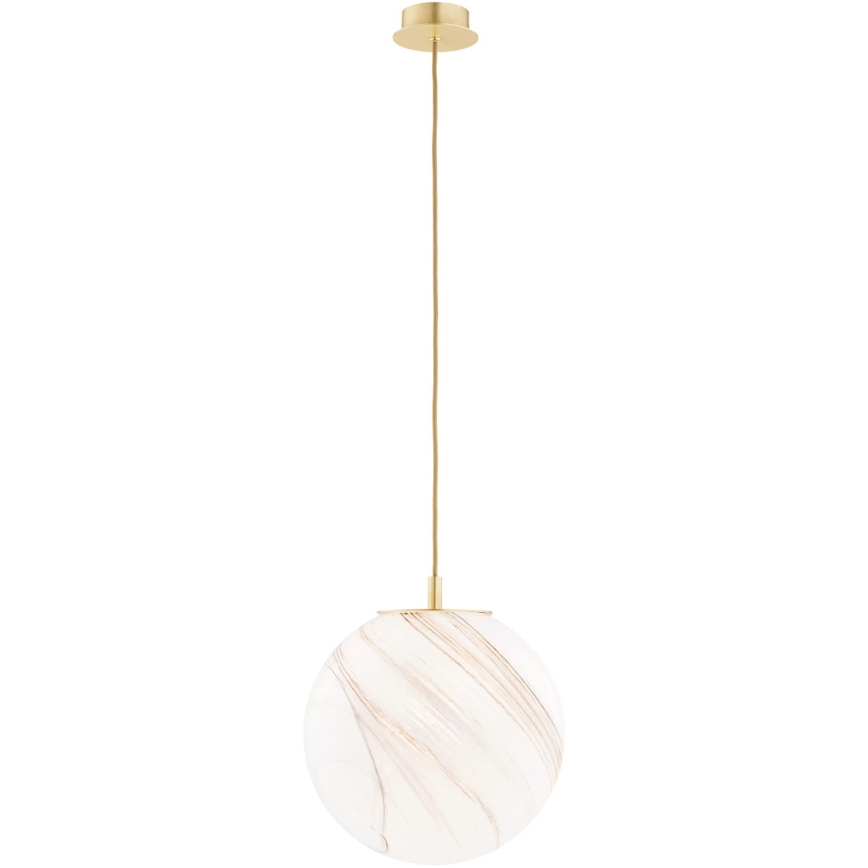 Argon 8448 - Hängeleuchte an Schnur ALMIROS 1xE27/15W/230V d 30 cm Alabaster golden