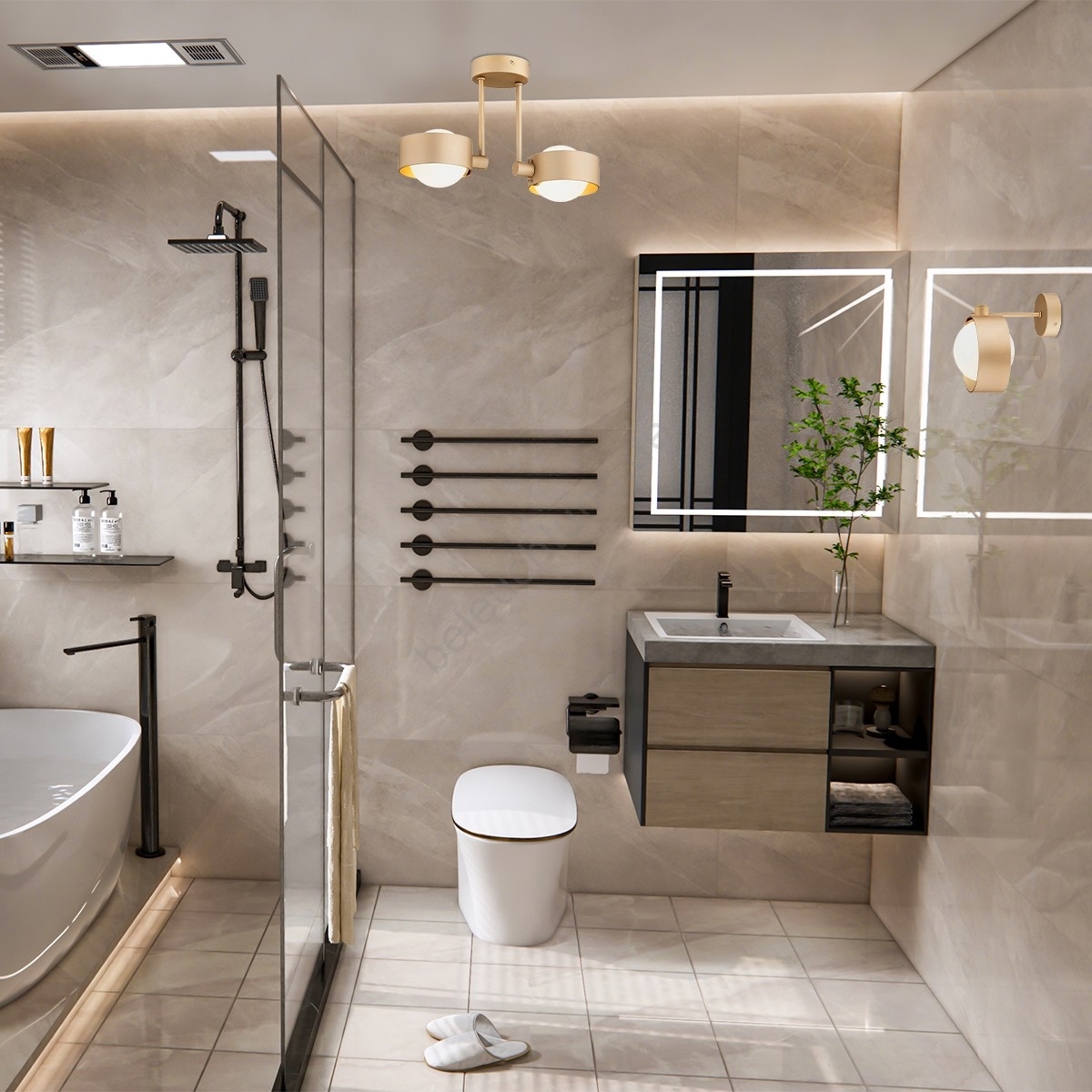 argon 8568 - badezimmer-deckenleuchte an stange massimo plus 1xg9