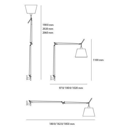 Artemide AR 0564010A+AR 0780030A+AR 0779010A KOMPLET - Stehleuchte TOLOMEO MEGA 1xE27/150W/230V