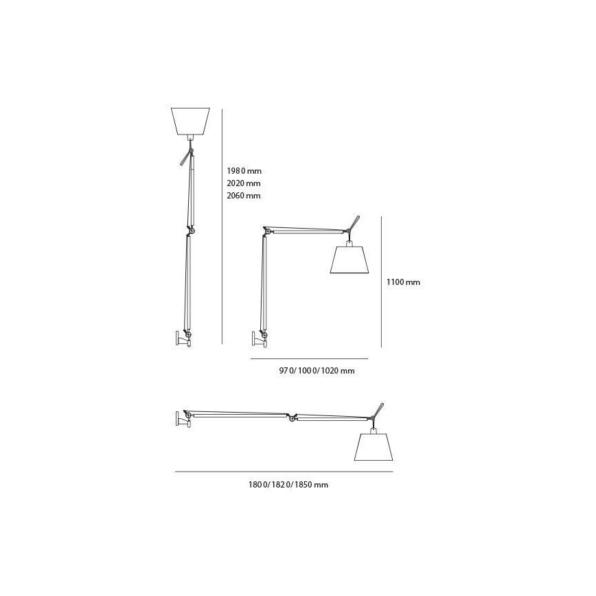 Artemide AR 0564010A+AR 0780030A+AR 0779010A KOMPLET - Stehleuchte TOLOMEO MEGA 1xE27/150W/230V