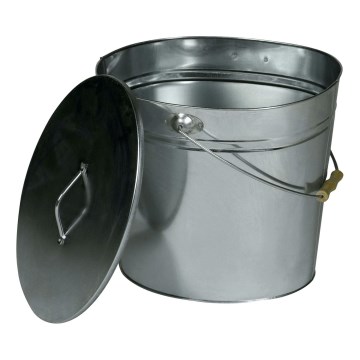 Ascheeimer mit Deckel 24 l glänzendes Chrom