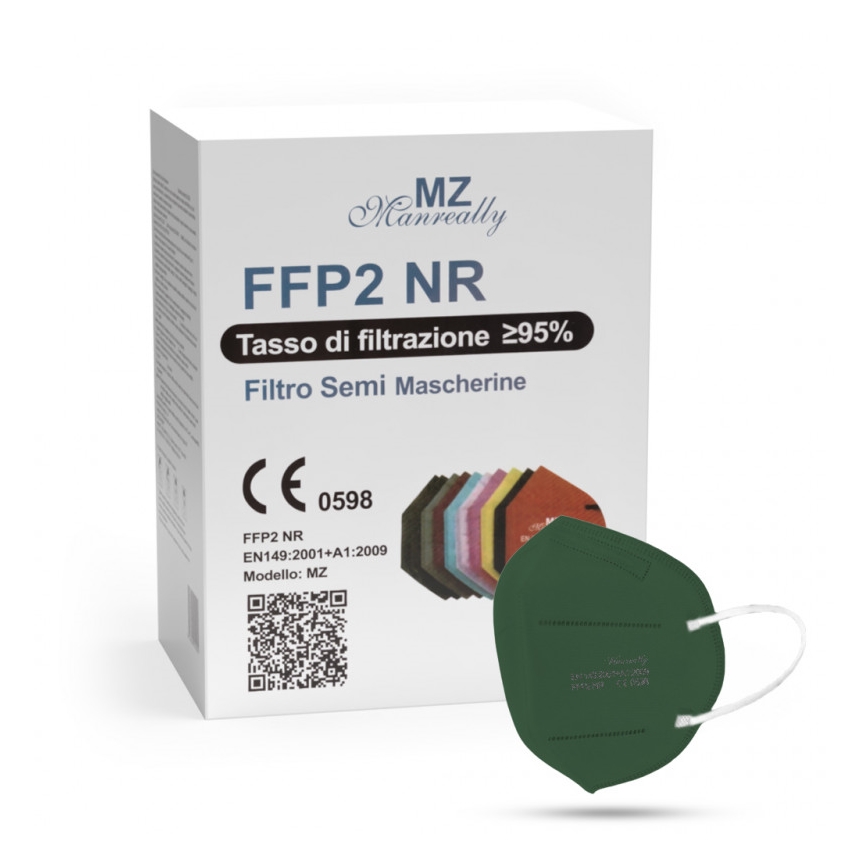 Atemschutzmaske FFP2 NR CE 0598 dunkelgrün 50 Stk.