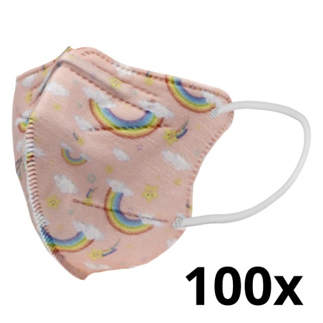 Atemschutzmaske Kindergröße FFP2 Kids NR CE 0370 Regenbogen rosa 100Stk