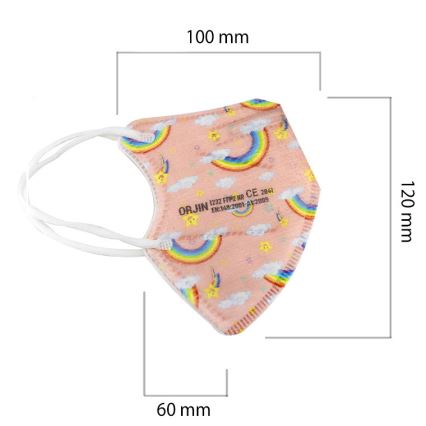 Atemschutzmaske Kindergröße FFP2 Kids NR CE 0370 Regenbogen rosa 1St.