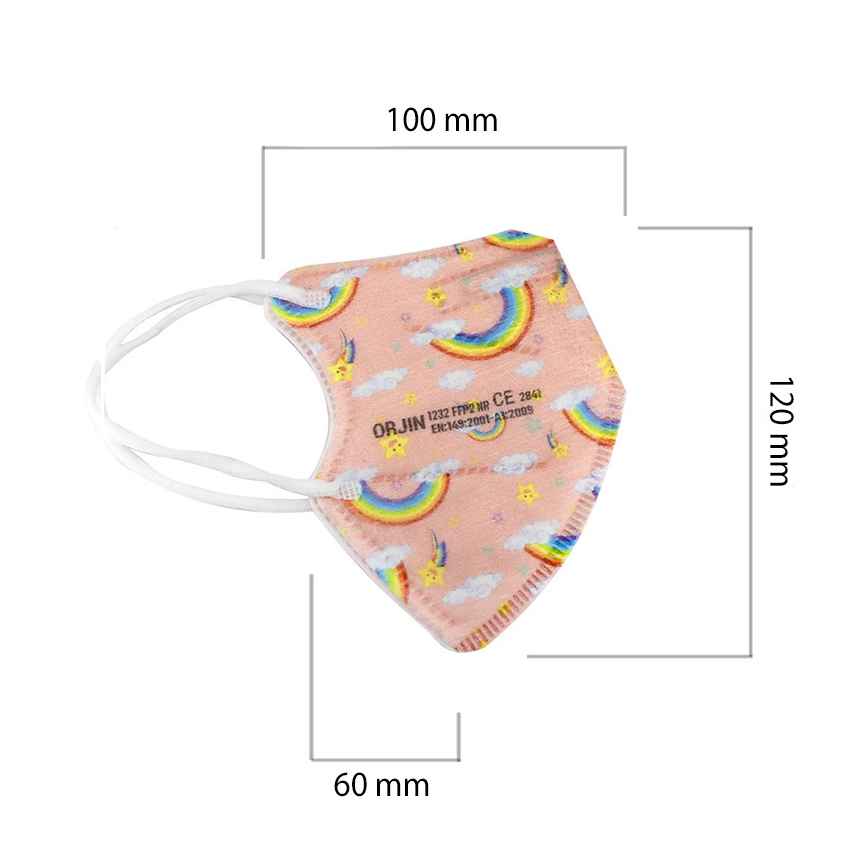 Atemschutzmaske Kindergröße FFP2 Kids NR CE 0370 Regenbogen rosa 1St.