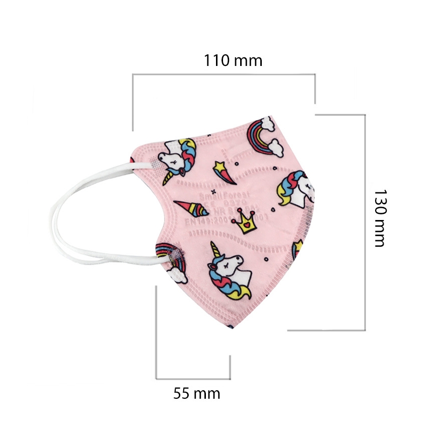 Atemschutzmaske Kindergröße FFP2 Kids NR CE 0370 Rosa Einhörner 1Stk