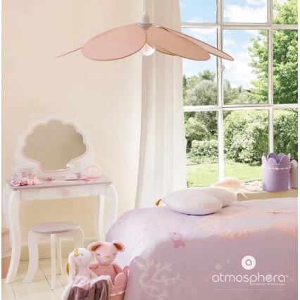 Atmosphera - Kinder-Hängeleuchte mit Kabel PETAL 1xE27/40W/230V Ø 64 cm rosa
