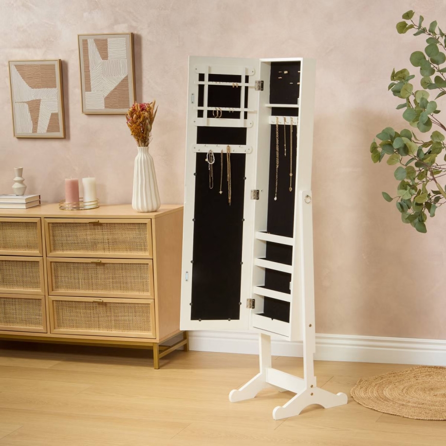 Atmosphera - Standspiegel mit integrierter Schmuckschatulle KRISTIN 146,8x37 cm weiß