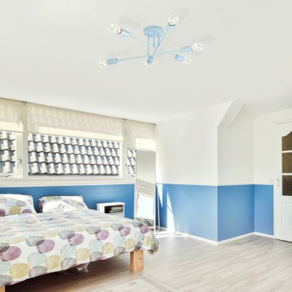 Aufbau-Deckenleuchte CAMBRIDGE 6xE27/15W/230V blau