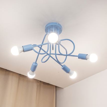 Aufbau-Deckenleuchte OXFORD 5xE27/15W/230V blau