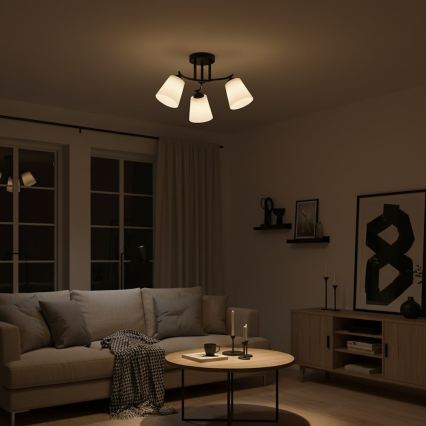 Aufbau-Deckenleuchte PAFOS 3xE27/15W/230V schwarz