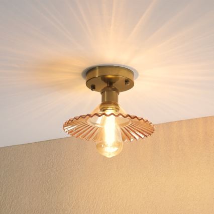 Aufbau-Deckenleuchte TRISH 1x E27/15W/230V, Gold/Rauchbeige
