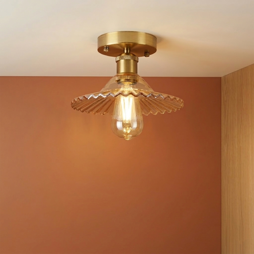 Aufbau-Deckenleuchte TRISH 1x E27/15W/230V, Gold/Rauchbeige