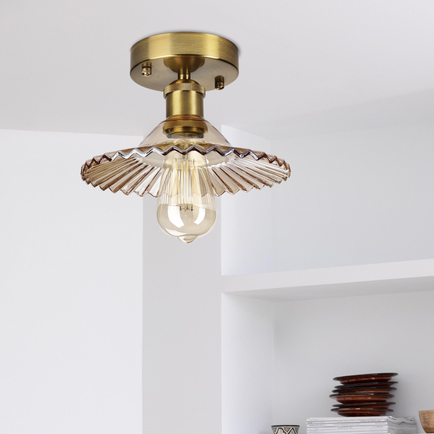 Aufbau-Deckenleuchte TRISH 1x E27/15W/230V, Gold/Rauchbeige