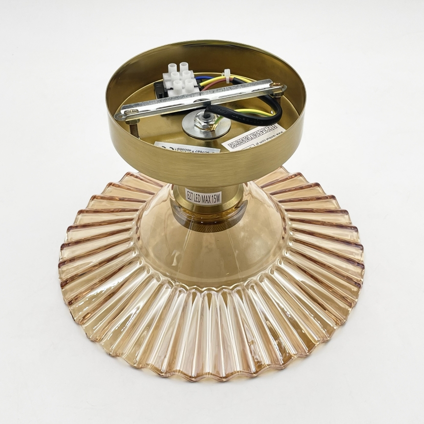 Aufbau-Deckenleuchte TRISH 1x E27/15W/230V, Gold/Rauchbeige