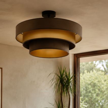 Aufbau-Deckenleuchte WENTA 1x E27/60W/230V Ø 50 cm Braun/Gold