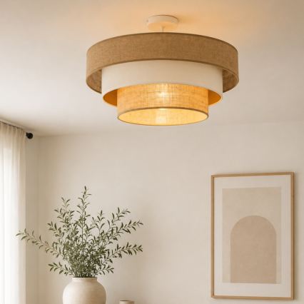 Aufbau-Deckenleuchte WENTA 1xE27/60W/230V, Ø 50 cm, Jute/Beige