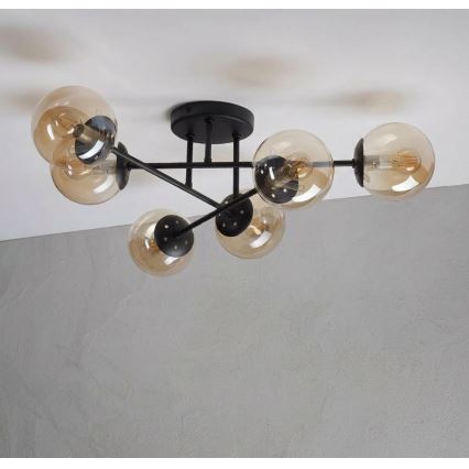 Aufbau-Kronleuchter MALENA 6xE14/5W/230V braun/rauchbeige