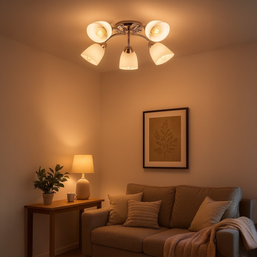 Aufbau-Kronleuchter PORTOS 5xE14/10W/230V glänzender Chrom