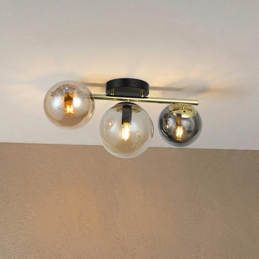 Aufbauleuchte AURIS 3xE14/15W/230V gold/rauchschwarz/beige