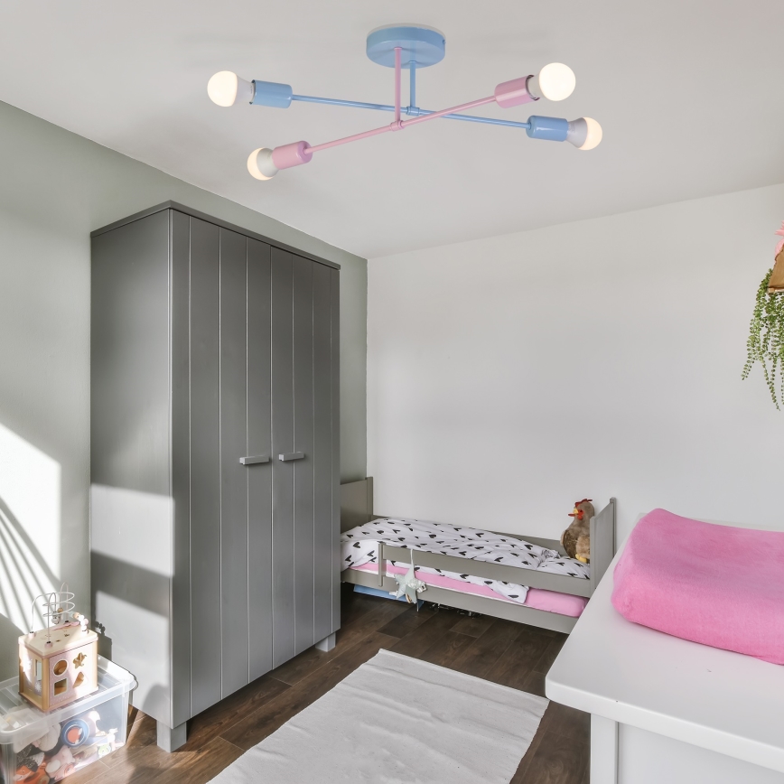 Aufbauleuchte CAMBRIDGE 4xE27/15W/230V blau/rosa