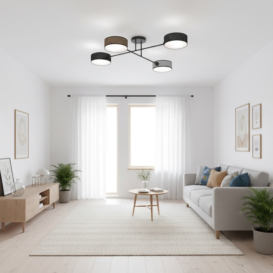 Aufbauleuchte MAGA 4xE14/10W/230V schwarz/braun/grau