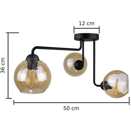 Aufbauleuchte MONDE BLACK 3xE27/60W/230V