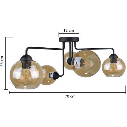 Aufbauleuchte MONDE BLACK 5xE27/60W/230V