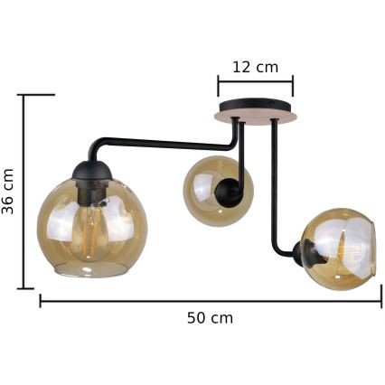 Aufbauleuchte MONDE WOOD 3xE27/60W/230V