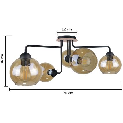 Aufbauleuchte MONDE WOOD 5xE27/60W/230V