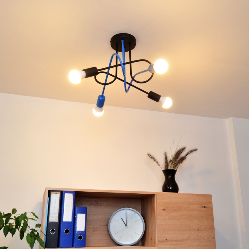 Aufbauleuchte OXFORD 4xE27/15W/230V schwarz/blau