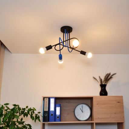 Aufbauleuchte OXFORD 4xE27/15W/230V schwarz/blau
