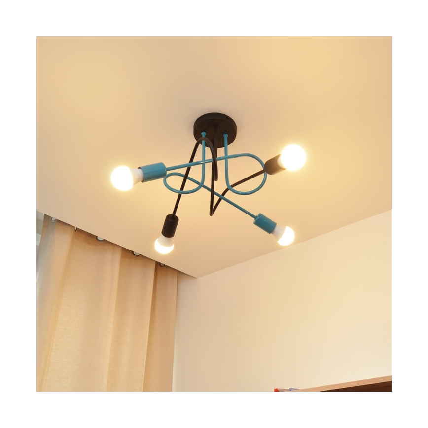 Aufbauleuchte OXFORD 4xE27/15W/230V schwarz/türkisfarben