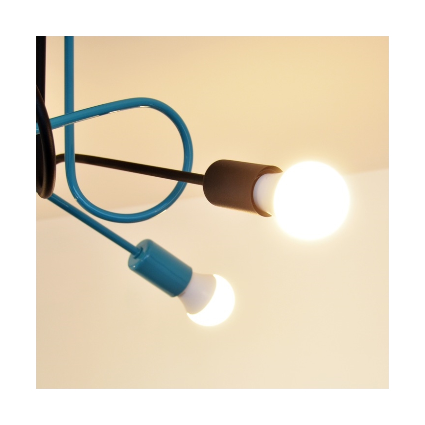 Aufbauleuchte OXFORD 4xE27/15W/230V schwarz/türkisfarben