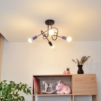 Aufbauleuchte OXFORD 4xE27/15W/230V schwarz/violett