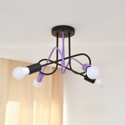 Aufbauleuchte OXFORD 4xE27/15W/230V schwarz/violett