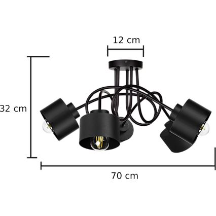 Aufbauleuchte SIMPLY BLACK 5xE27/60W/230V