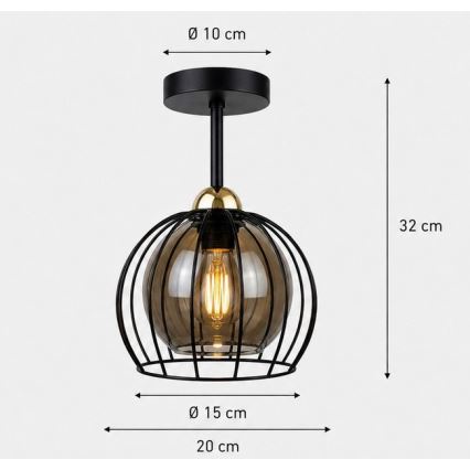 Aufbauleuchte SOLO BLACK 1xE27/60W/230V schwarz/golden